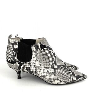 M by Bruno Magli Kisha Snake-Embossed Leather Pointed Bootie 40 US9 Kitten Heel